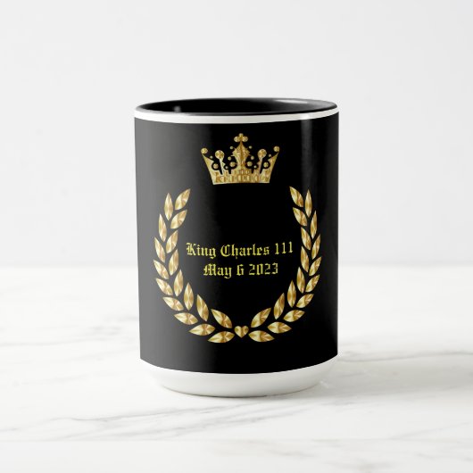 King Charles 111 Coronation .Black/Gold Mok (Midden)