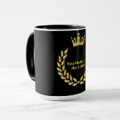 King Charles 111 Coronation .Black/Gold Mok (Voorkant links)