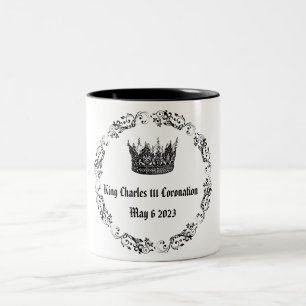King Charles 111 Coronation Black/White Two-Tone T Tweekleurige Koffiemok