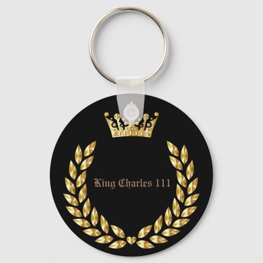King Charles 111 Crown Royal Black/Gold Sleutelhanger (Voorkant)