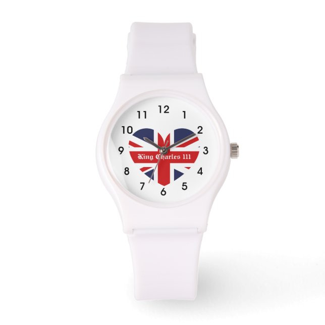 King Charles 111 Crown Royal England Vlag Horloge (Voorkant)