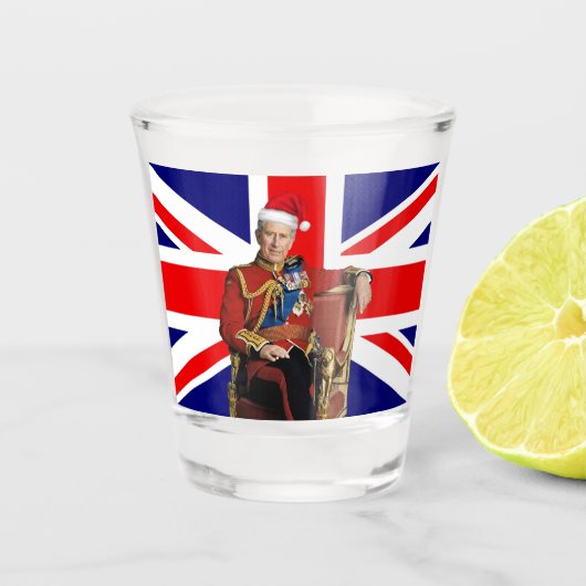 King Charles British Christmas Shot Glas (Voorkant)