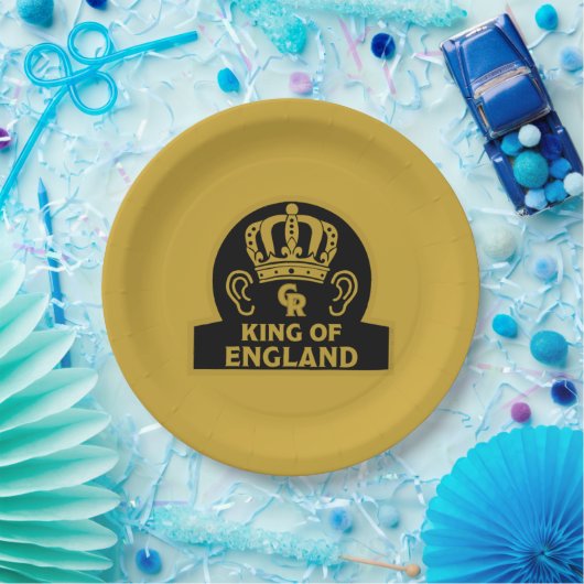 King Charles British Royal Coronation Papieren Bordje (Feest)