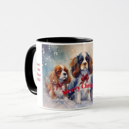 King Charles Cavalier Kerstmis Liefde Mok (Voorkant links)