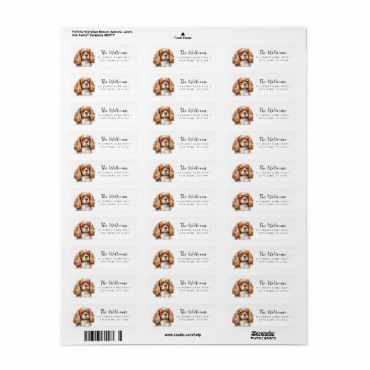 King Charles Cavalier Return Address Labels (Full Sheet)