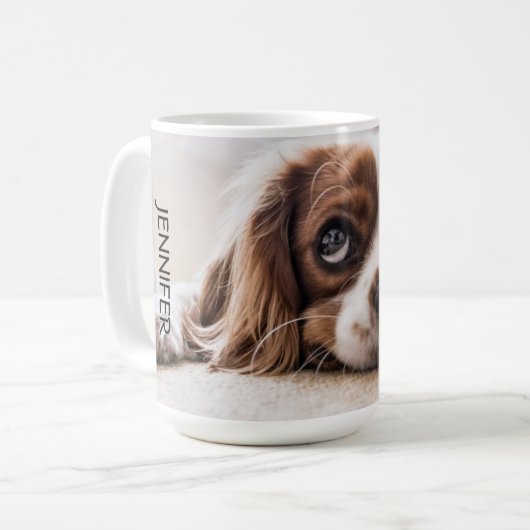 King Charles Cavalier Spaniel gepersonaliseerd Koffiemok (Voorkant links)