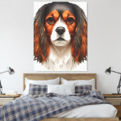 King Charles Cavalier Spaniel Pet Portret Canvas Afdruk (Insitu (Slaapkamer))