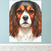 King Charles Cavalier Spaniel Pet Portret Canvas Afdruk (Insitu (Houten vloer))