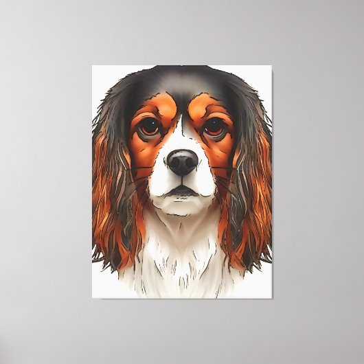 King Charles Cavalier Spaniel Pet Portret Canvas Afdruk (Voorkant)