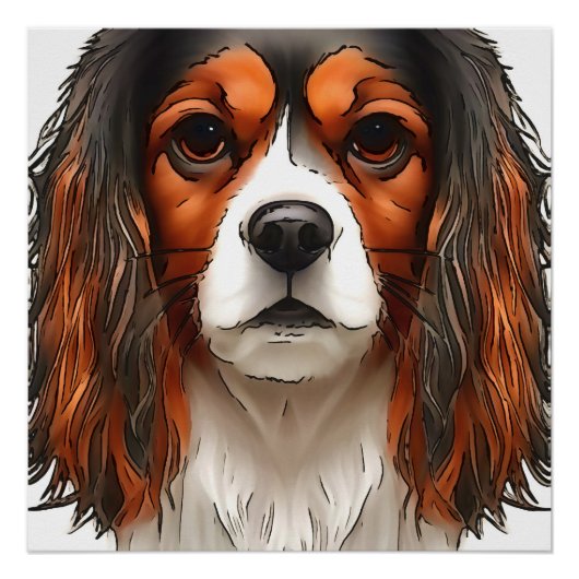 King Charles Cavalier Spaniel Pet Portret Perfect Poster (Voorkant)