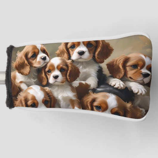 King Charles Cavalier Spaniel Puppies zijn zo Scha Golfheadcover (Voorkant)