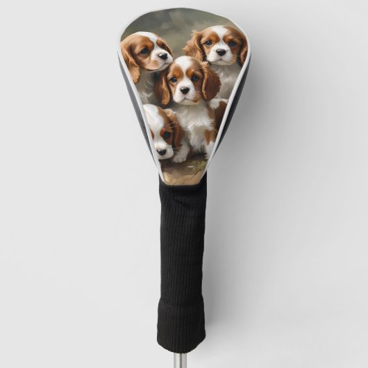 King Charles Cavalier Spaniel Puppies zijn zo Scha Golfheadcover (Voorkant)