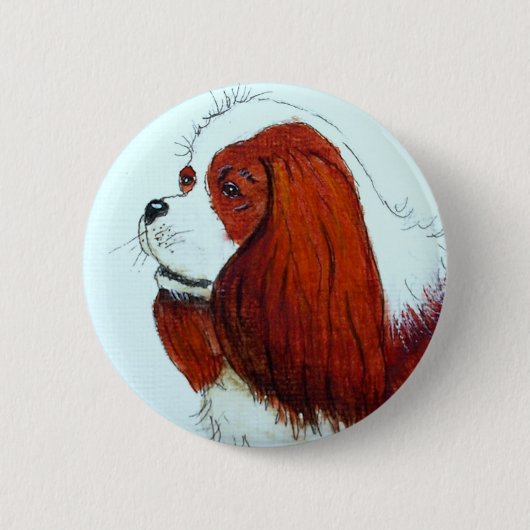 King Charles Cavalier Spaniel Ronde Button 5,7 Cm (Voorkant)