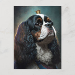 King Charles Cavalier Spaniel w/ Crown Briefkaart 