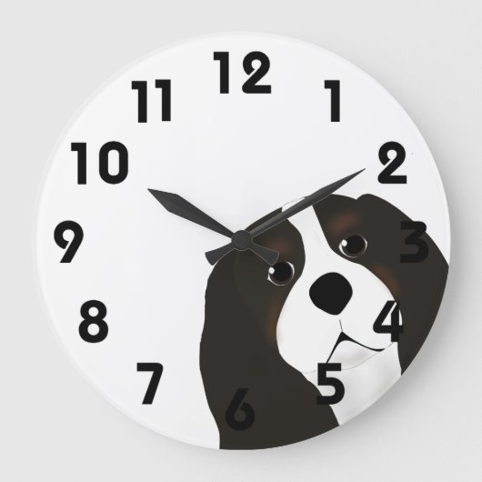 King Charles Cavalier Wall Clock Grote Klok (Voorkant)