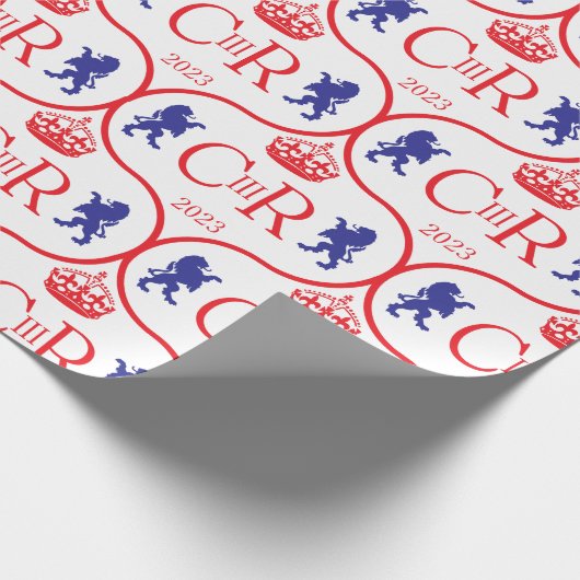 King Charles CIIIR Coronation 2023 Verenigd Konink Cadeaupapier (Hoek)