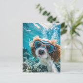 King Charles Cocker Spaniel driving in ocean Feestdagenkaart (Staand voorkant)