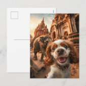 King Charles Cocker Spaniel in Ankor tempel Feestdagenkaart (Voorkant / Achterkant)