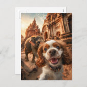 King Charles Cocker Spaniel in Ankor temple Feestdagenkaart (Voorkant / Achterkant)