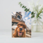 King Charles Cocker Spaniel in Parijs Feestdagenkaart (Staand voorkant)