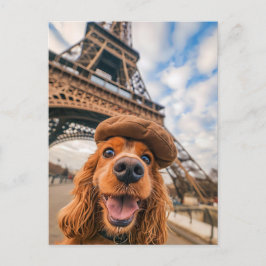 King Charles Cocker Spaniel in Parijs Feestdagenkaart