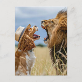 King Charles Cocker Spaniel met Leeuw Feestdagenkaart