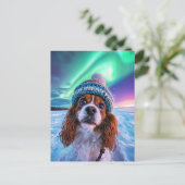 King Charles Cocker Spaniel met noorderlicht Feestdagenkaart (Staand voorkant)