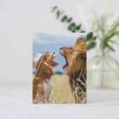 King Charles Cocker Spaniel with Lion Feestdagenkaart (Staand voorkant)