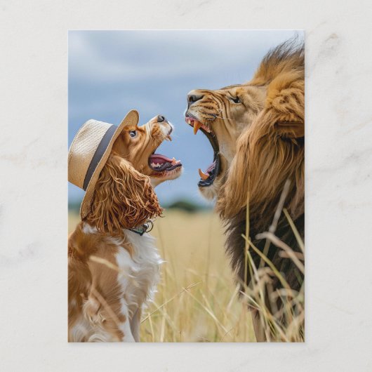 King Charles Cocker Spaniel with Lion Feestdagenkaart (Voorkant)