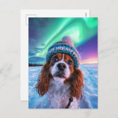 King Charles Cocker Spaniel with northern lights Feestdagenkaart (Voorkant / Achterkant)