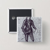 King Charles I Vierkante Button 5,1 Cm (Voorkant /achterkant)