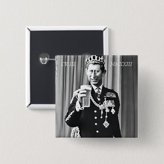 King Charles III 15 cm Square Badge Vierkante Button 5,1 Cm (Voorkant /achterkant)