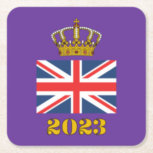 King Charles III Coronation 2023 UK British Crown Kartonnen Onderzetters