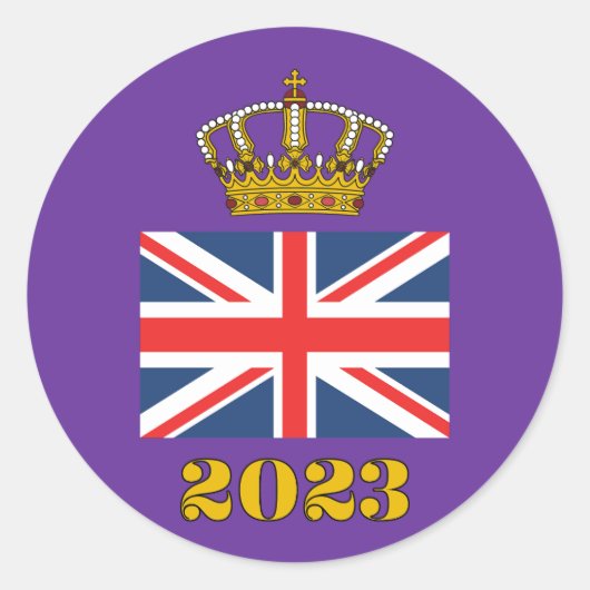 King Charles III Coronation 2023 UK British Crown Ronde Sticker (Voorkant)