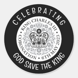 KING CHARLES III Coronation Black Ronde Sticker