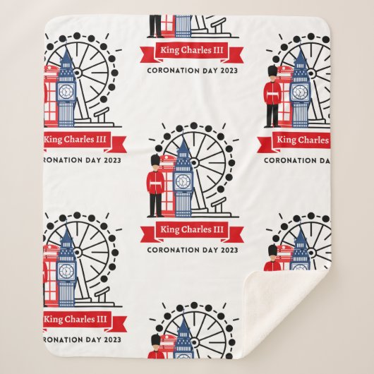 King Charles III Coronation Blanket Sherpa Deken (Voorkant)