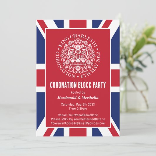 KING CHARLES III CORONATION Block Invitation Kaart (Staand voorkant)