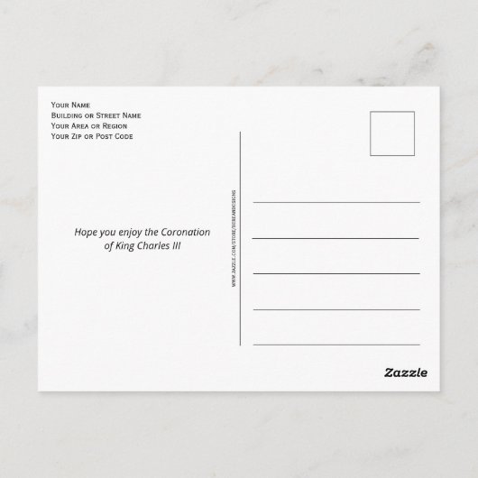 KING CHARLES III Coronation Briefkaart (Achterkant)