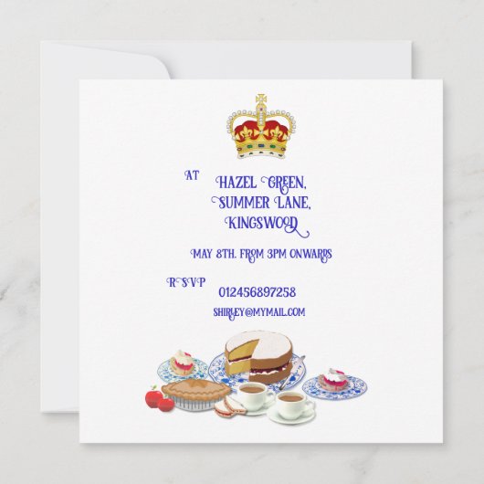 King Charles III Coronation Celebration Tea Party Kaart (Achterkant)