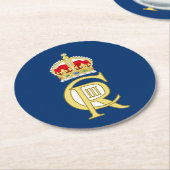 King Charles III Coronation Cipher Blue Ronde Kartonnen Onderzetter (Gebogen)