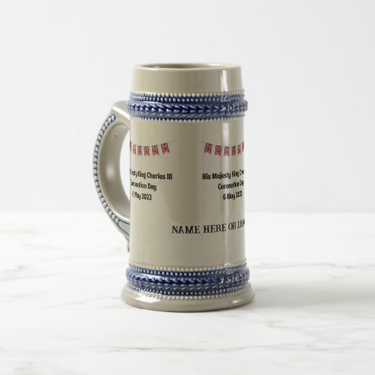 King Charles III Coronation Day Beer Stein Bierpul (Voorkant links)