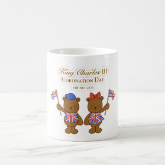 King Charles III Coronation Day, Couple Teddy Bear Koffiemok
