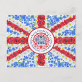 King Charles III Coronation Emblem Floral Vlag Briefkaart (Voorkant)