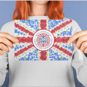 King Charles III Coronation Emblem Floral Vlag Briefkaart