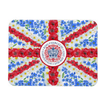 King Charles III Coronation Emblem Floral Vlag