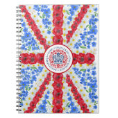 King Charles III Coronation Emblem Floral Vlag Notitieboek (Voorkant)
