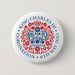 King Charles III Coronation Emblem Logo Badge Ronde Button 5,7 Cm