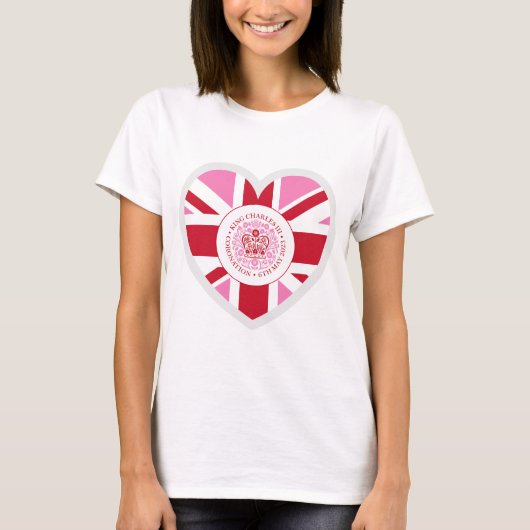 King Charles III Coronation Emblem Red Logo T-shirt (Voorkant)