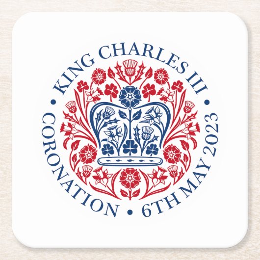 King Charles III Coronation Emblem, Royal Souvenir Kartonnen Onderzetters (Voorkant)