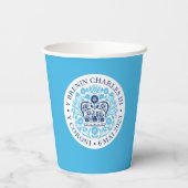 King Charles III Coronation Emblem, Royal Souvenir Papieren Bekers (Achterkant)